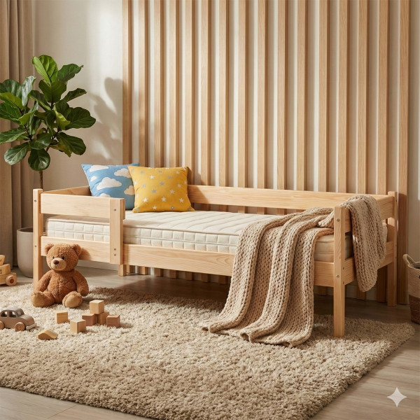 Подростковая кровать белая  babyson 1 с ящиком 80x190смПодростковая деревянная кровать белая с ящиками 80x190см23
