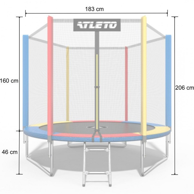 Батут Atleto 183 см с сеткой multikolor+ в подарок мячик15