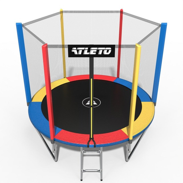 Батут Atleto 183 см с сеткой multikolor+ в подарок мячик11