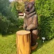 Мишка с пнем. Скульптура из дерева.0