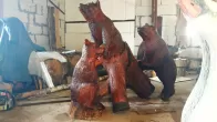 Медведи выводок - Деревянная скульптура2