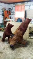 Медведи выводок - Деревянная скульптура1