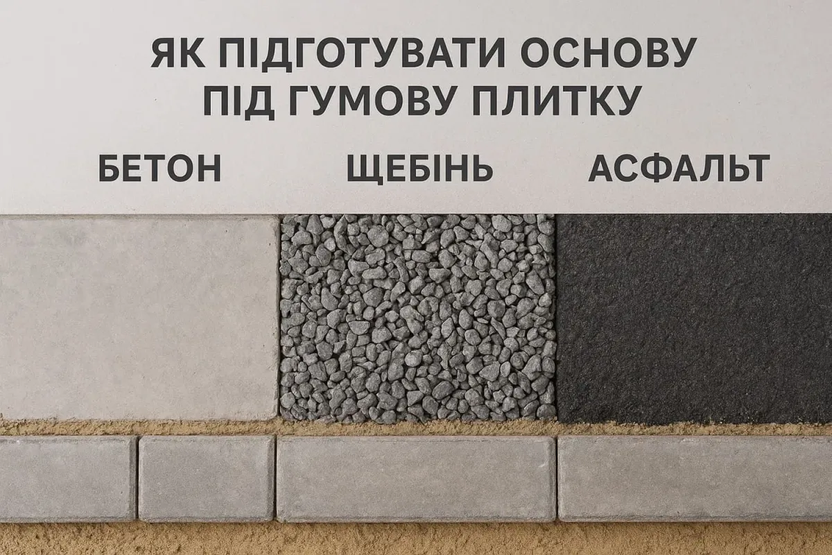 Как подготовить основу под резиновую плитку: бетон, щебень, асфальт